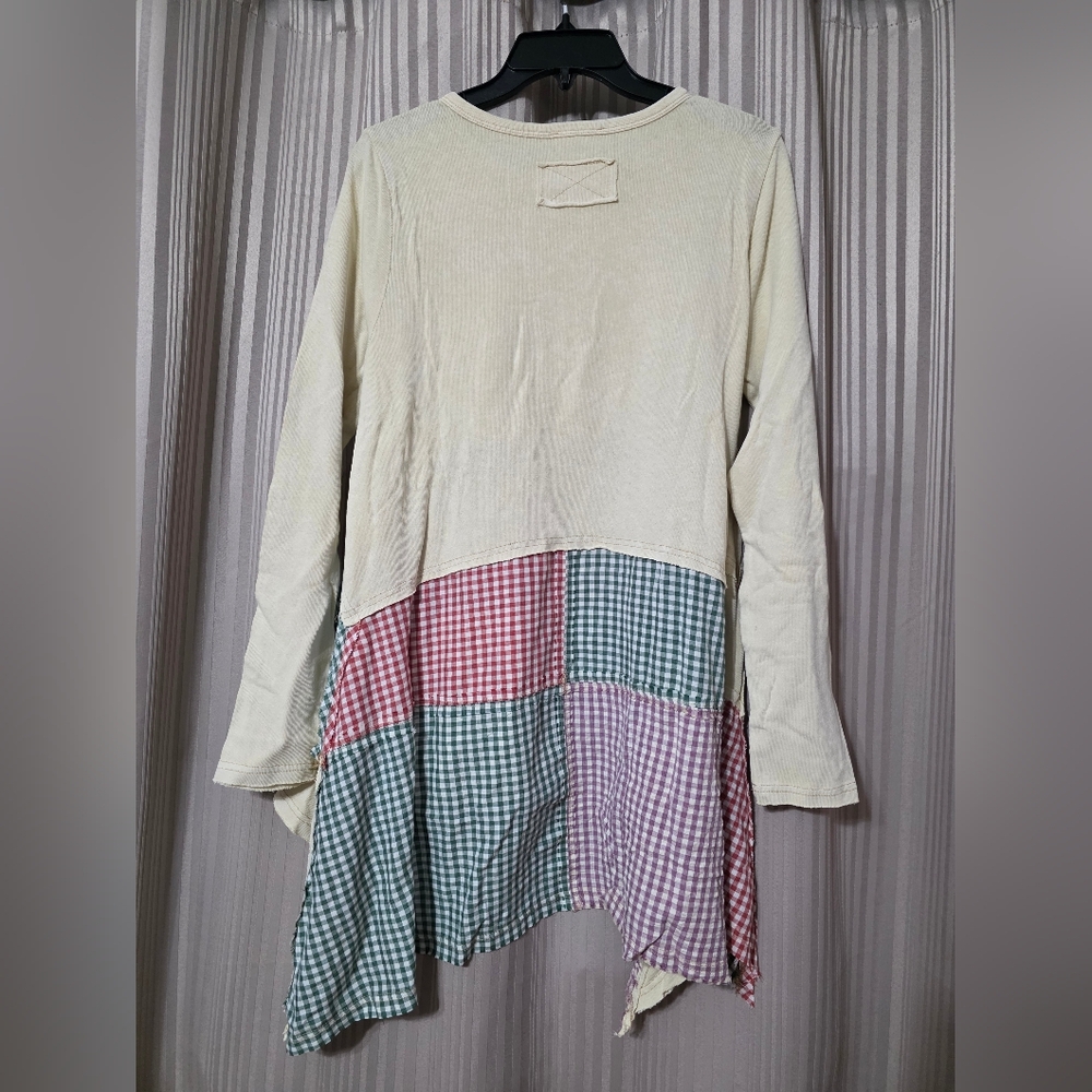 Easel Multicolor Patchwork Tunic Top NWT - image 2